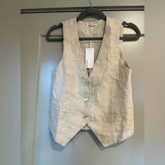 NWT Reformation Cienna Linen Vest XS - Picture 2 of 5